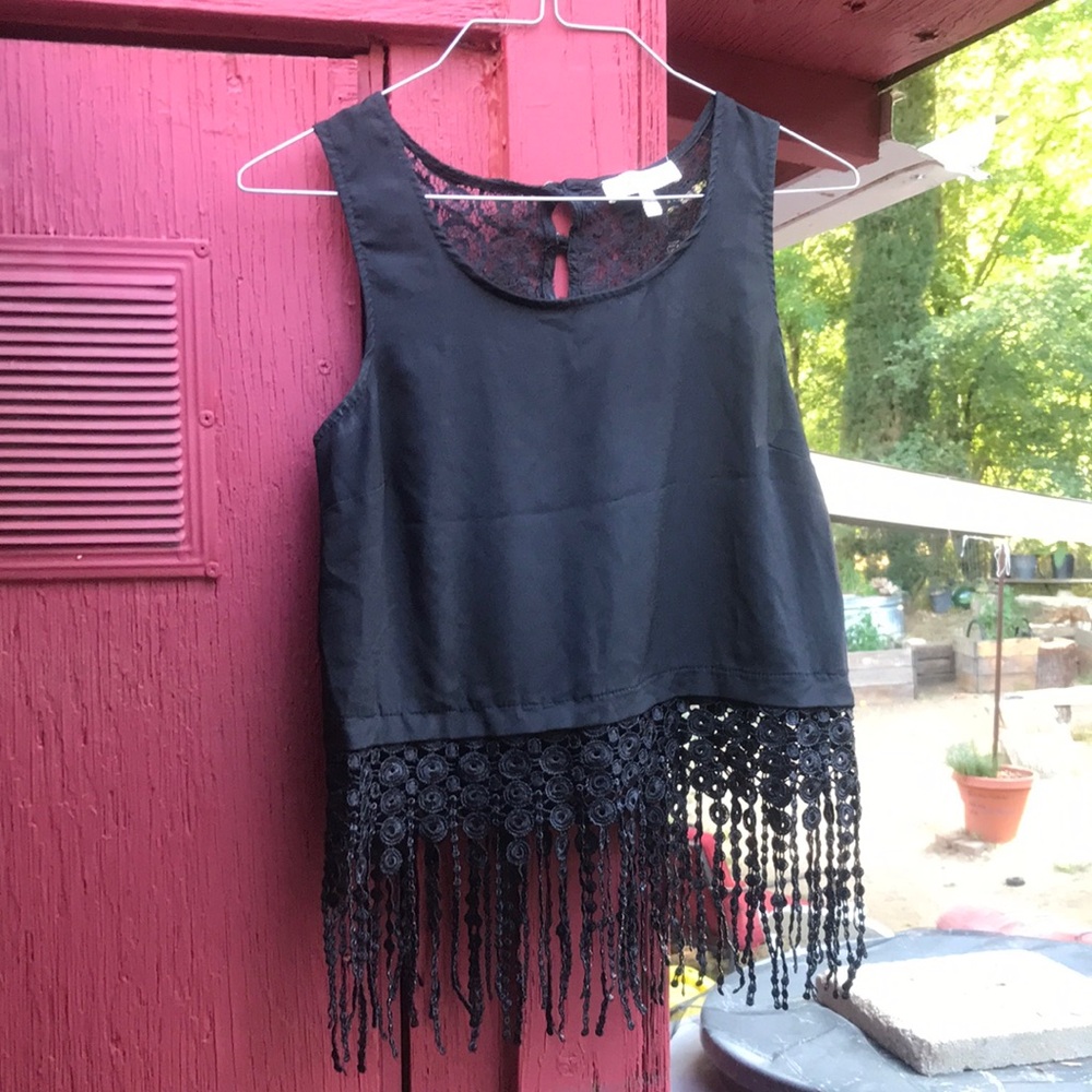 Monteau Black Sleeveless Embellished Crop Top
